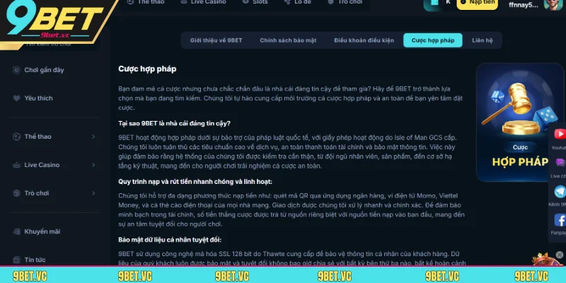 Chính sách miễn trừ trách nhiệm tại 9BET rất là minh bạch