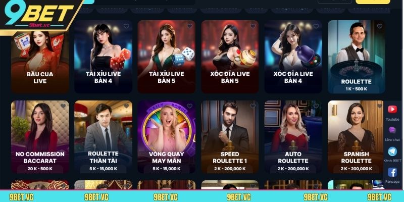 5 điểm nổi bật chỉ có tại Live casino 9BET