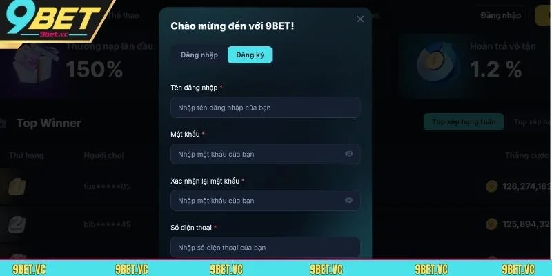 Lý do đăng ký 9BET bị lỗi