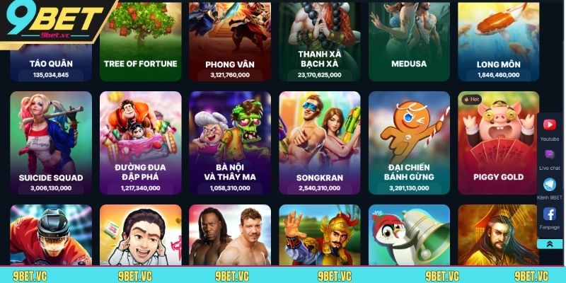 Top 5 trò chơi Slots 9BET hot nhất hiện nay